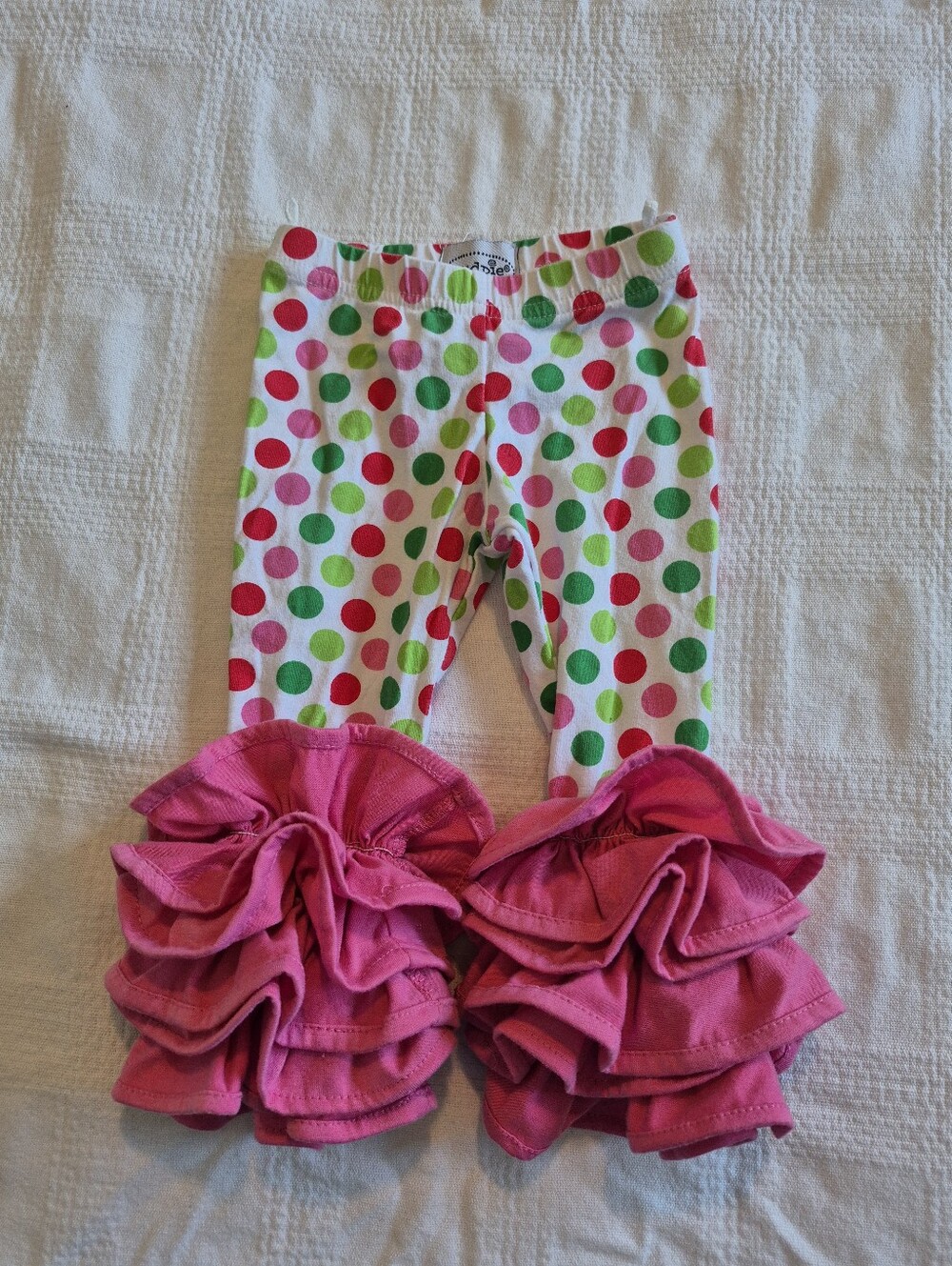 Mud Pie girls 0-6 months polka dot with ruffle bottom Adorable VVGUC
